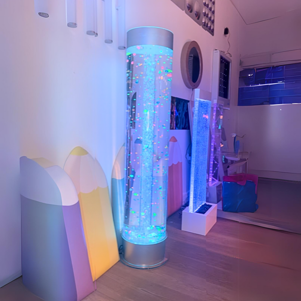 Playlearn Jumbo Bubble Tube Extra Wide with Floating Balls and Remote 1.5m Tall x 30cm Dia.